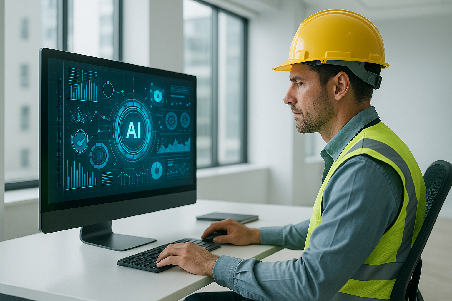 Profissional de SST usando ferramentas de inteligência artificial